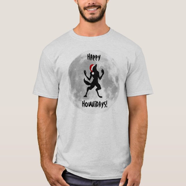 Happy Howlidays Funny Werewolf T-shirt for Men (Front)