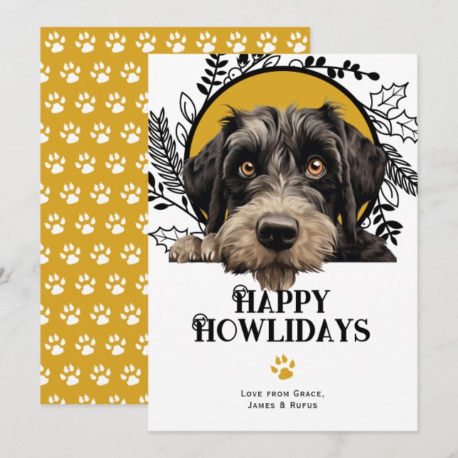 Happy Howlidays Giant Schnauzer Dog Christmas Holiday Card (Front/Back)