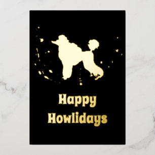 Happy Howlidays Gold Abstract Poodle Dog Christmas
