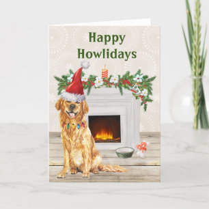 Happy Howlidays Golden Retriever Dog Christmas Holiday Card