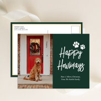 Happy Howlidays Green Calligraphy Pet Photo