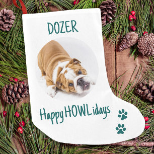 Happy HOWLidays Green Christmas Pet Photo Small Christmas Stocking