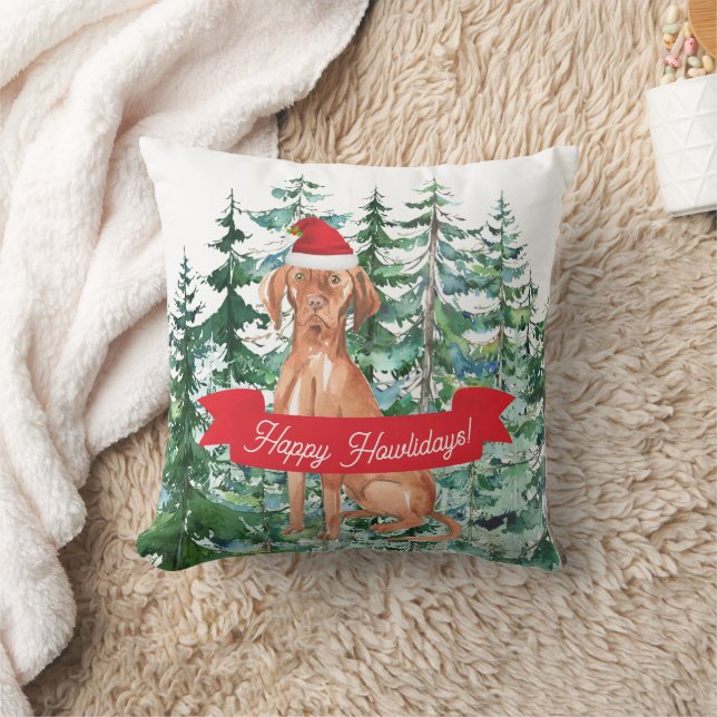 Happy Howlidays Hungarian Vizsla Christmas Cushion (Blanket)
