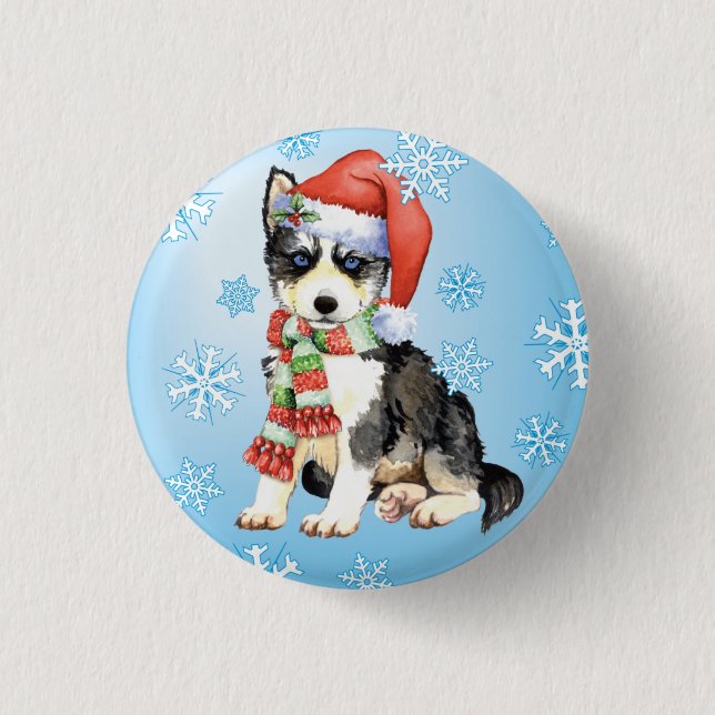 Happy Howlidays Husky 3 Cm Round Badge (Front)