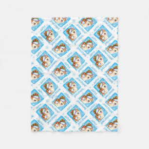 Happy Howlidays Icelandic Sheepdog Fleece Blanket