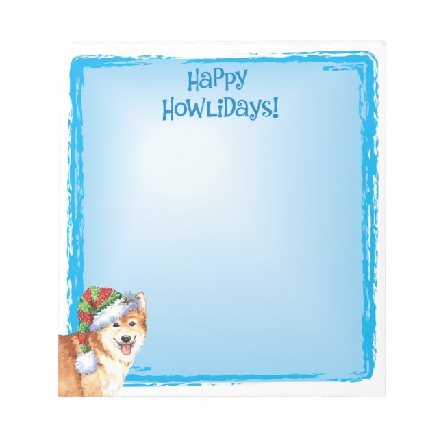 Happy Howlidays Icelandic Sheepdog Notepad (Front)