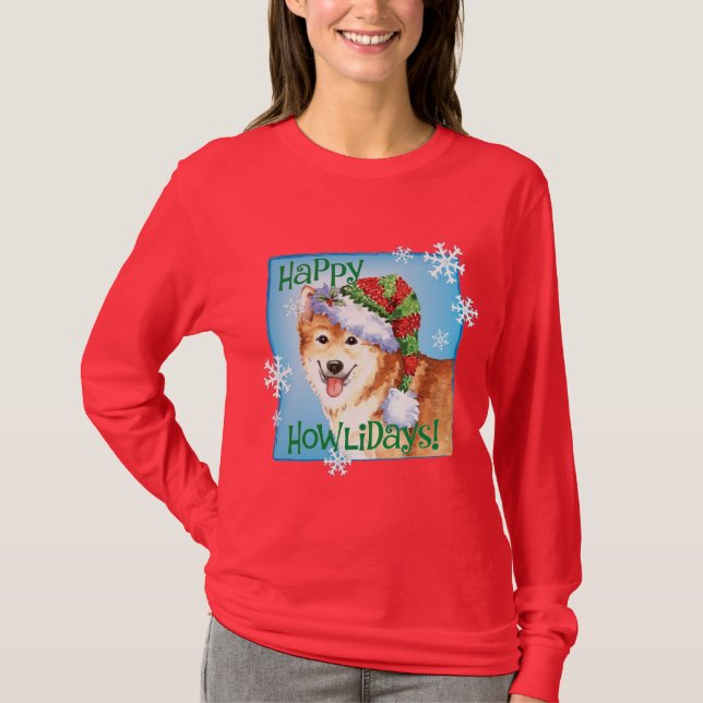 Happy Howlidays Icelandic Sheepdog T-Shirt (Front)