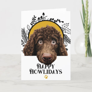 Happy Howlidays Irish Water Spaniel Dog Christmas Holiday Card