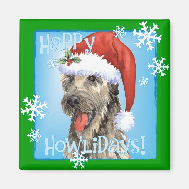 Happy Howlidays Irish Wolfhound Magnet (Front)