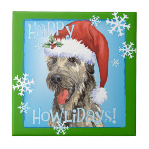 Happy Howlidays Irish Wolfhound Tile