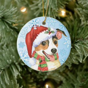 Happy Howlidays Jack Russell Terrier Ceramic Tree Decoration