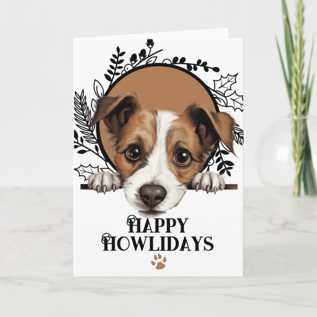 Happy Howlidays Jack Russell Terrier Dog Christmas Holiday Card (Front)