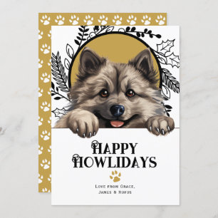 Happy Howlidays Keeshond Dog Christmas Holiday Card