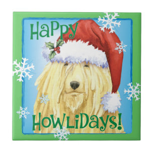 Happy Howlidays Komondor Tile