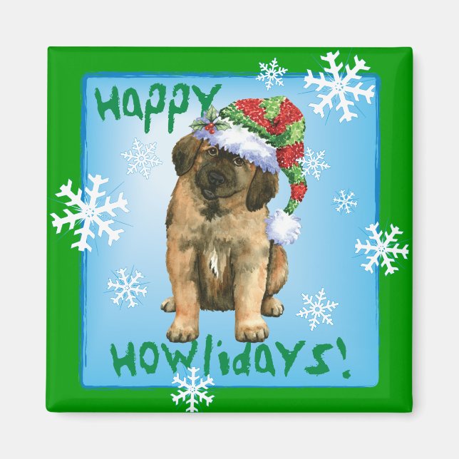 Happy Howlidays Leonberger Magnet (Front)