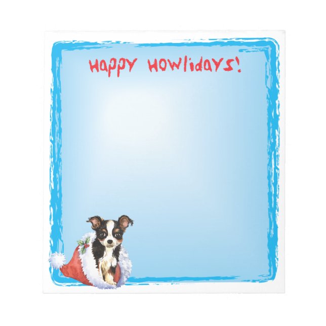 Happy Howlidays Long Coat Chihuahua Notepad (Front)