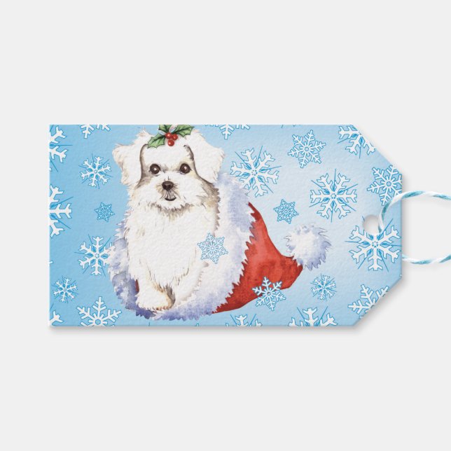 Happy Howlidays Maltese Gift Tags (Front (Horizontal))