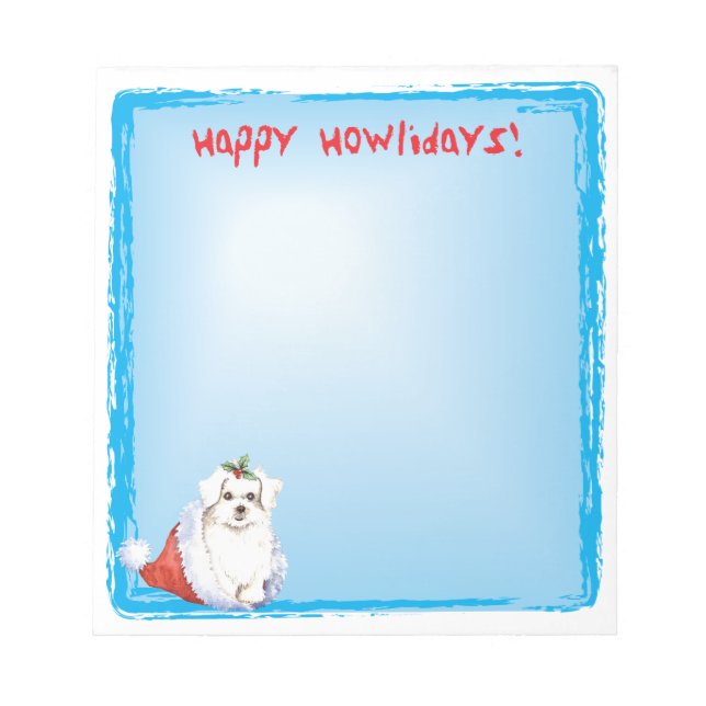Happy Howlidays Maltese Notepad (Front)