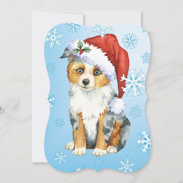 Happy Howlidays Mini American Shepherd Holiday Card (Front)