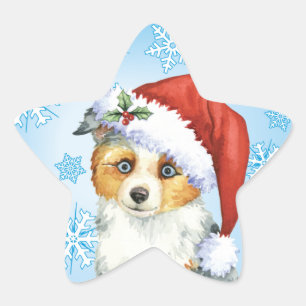 Happy Howlidays Mini American Shepherd Star Sticker