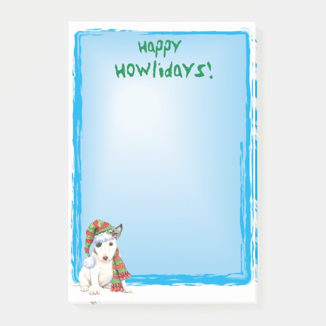 Happy Howlidays Mini Bull Terrier Post-it Notes (Front)