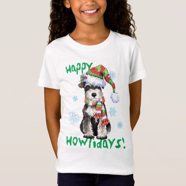 Happy Howlidays Miniature Schnauzer T-Shirt (Front)