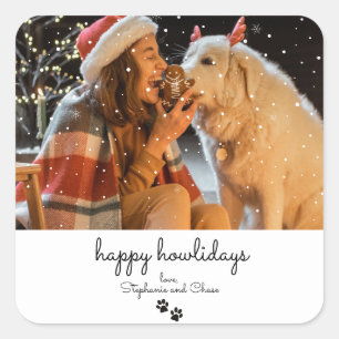 Happy Howlidays Minimal Christmas Pet Sticker