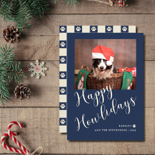 Happy Howlidays Navy Blue Dog Photo  Holiday Card
