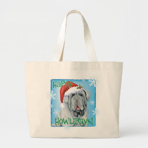 Happy Howlidays Neapolitan Mastiff Large Tote Bag