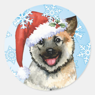 Happy Howlidays Norwegian Elkhound Classic Round Sticker