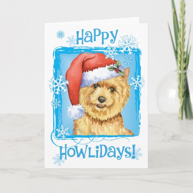 Happy Howlidays Norwich Terrier Holiday Card (Front)