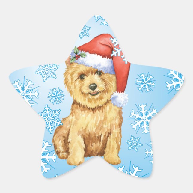 Happy Howlidays Norwich Terrier Star Sticker (Front)