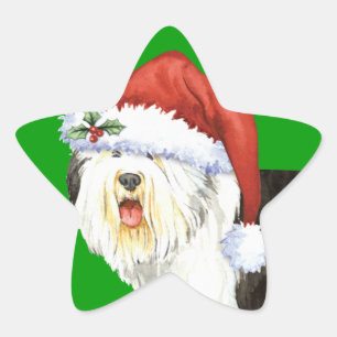 Happy Howlidays Old English Sheepdog Star Sticker