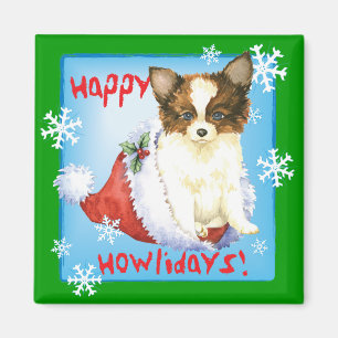 Happy Howlidays Papillon Magnet