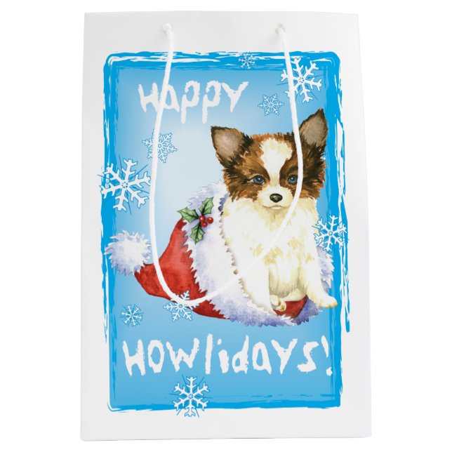 Happy Howlidays Papillon Medium Gift Bag (Front)
