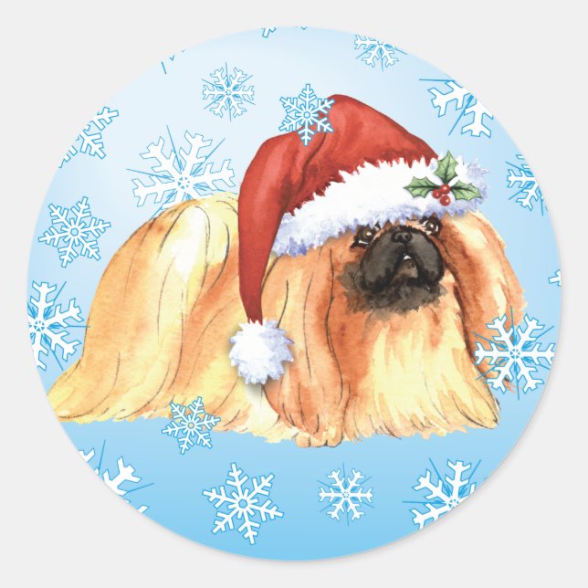 Happy Howlidays Pekingese Classic Round Sticker (Front)