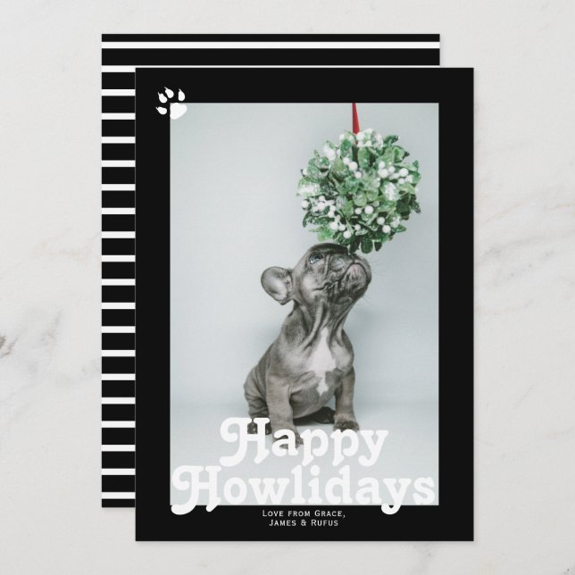 Happy Howlidays Pet Dog Christmas Holiday Card (Front/Back)
