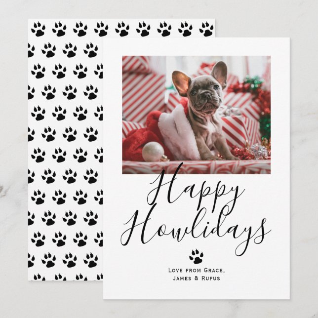 Happy Howlidays Pet Dog Christmas Holiday Card (Front/Back)