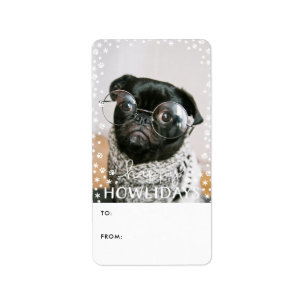 Happy Howlidays Pet Lover Photo Holiday Gift Tag