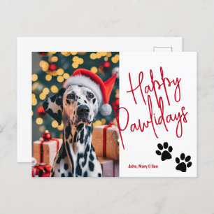 Happy Howlidays Pet Photo Christmas Red Postcard