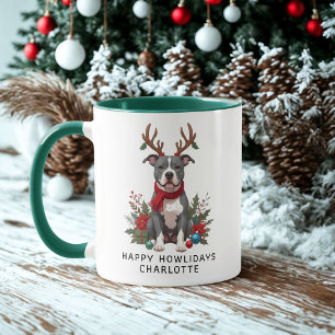Happy Howlidays Pittbull Dog Christmas Coffee Mug