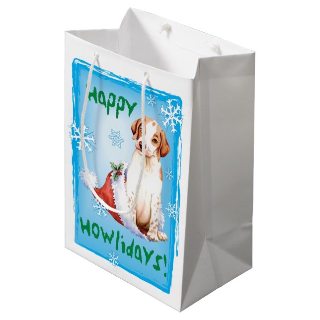Happy Howlidays Pointer Medium Gift Bag (Front Angled)