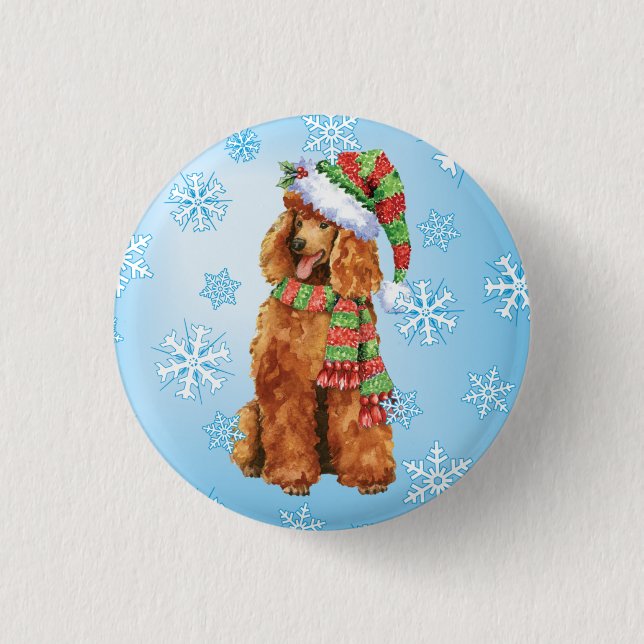 Happy Howlidays Poodle 3 Cm Round Badge (Front)