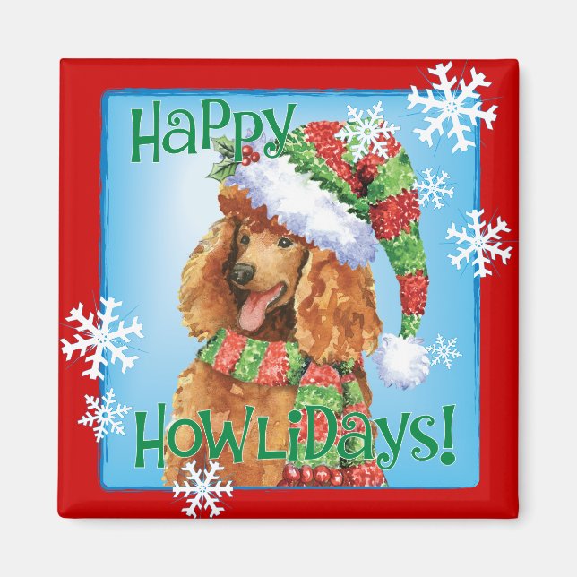 Happy Howlidays Poodle Magnet (Front)