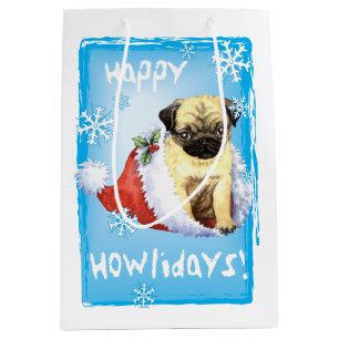 Happy Howlidays Pug Medium Gift Bag