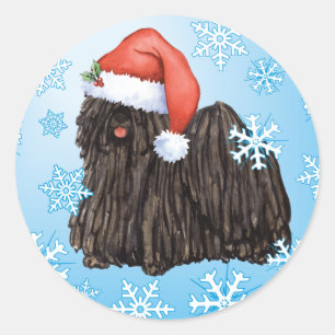 Happy Howlidays Puli Classic Round Sticker
