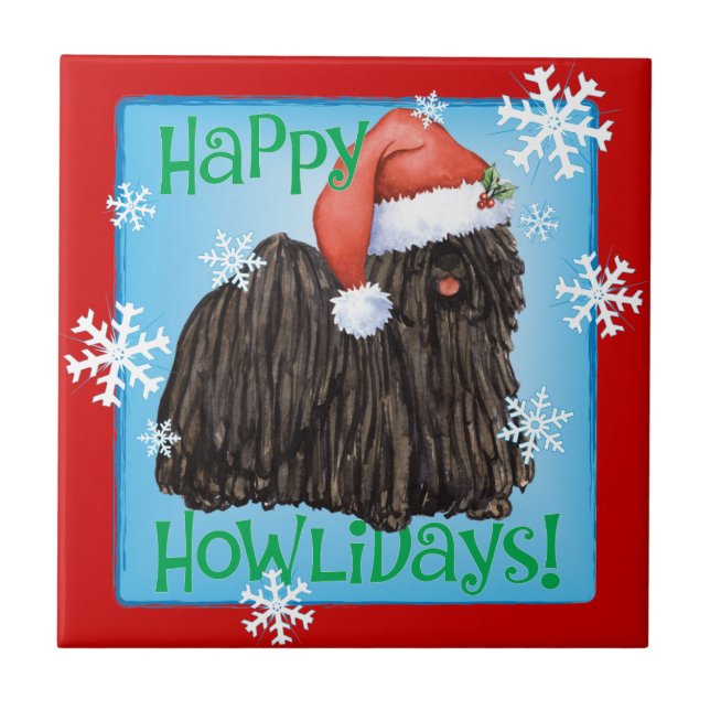 Happy Howlidays Puli Tile (Front)