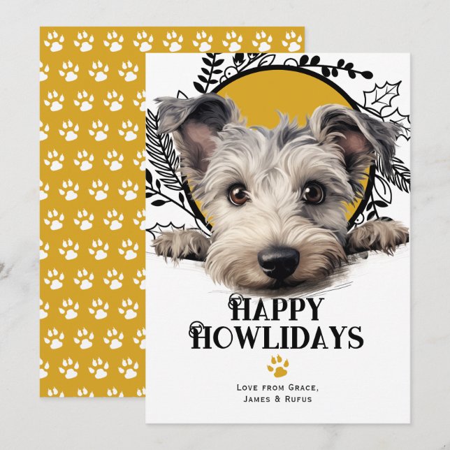 Happy Howlidays Pumi Dog Christmas Holiday Card (Front/Back)