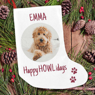 Happy HOWLidays Red Christmas Pet Photo Small Christmas Stocking