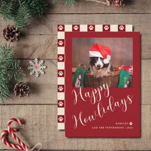 Happy Howlidays Red Dog Photo Holiday Card